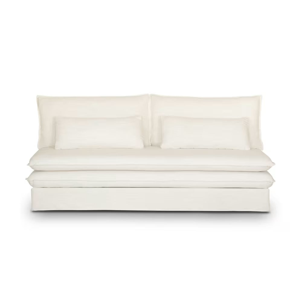 Clio - Canapé convertible 2/3 places effet lin ivoire