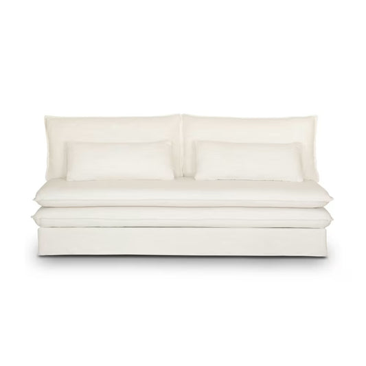 Clio - Canapé convertible 2/3 places effet lin ivoire