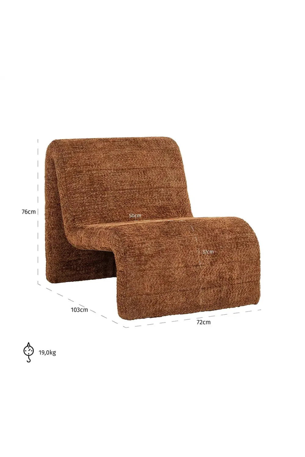 Fauteuil moderne incurvé cannelle | Richmond Kelly
