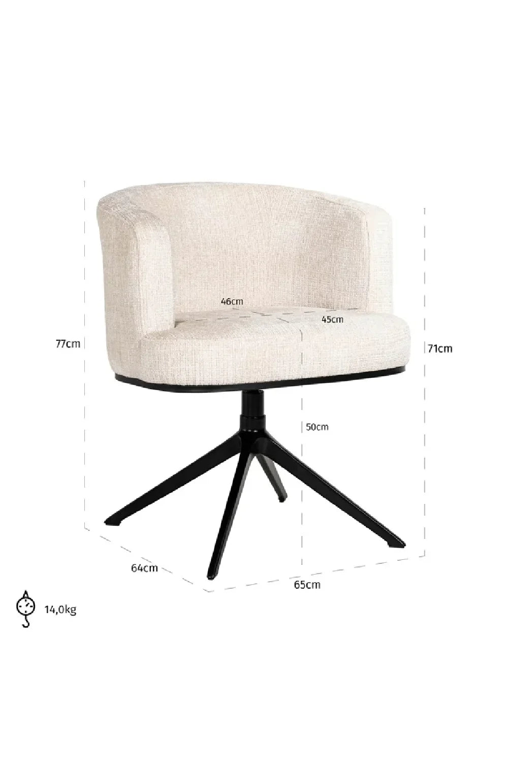 Chaise pivotante cheyenne en chenille beige | Richmond Cheyenne